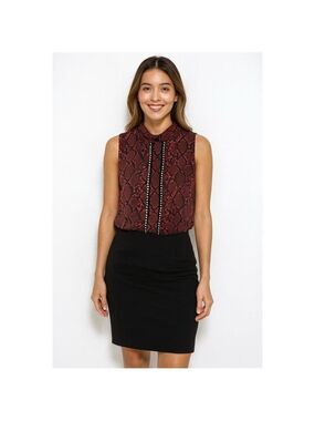 NWT Endless Rose Animal Print Keyhole Back Top Size M